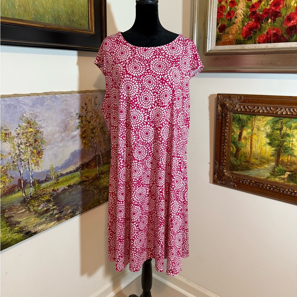 🌹 Chic Pink Patterned Midi Dress